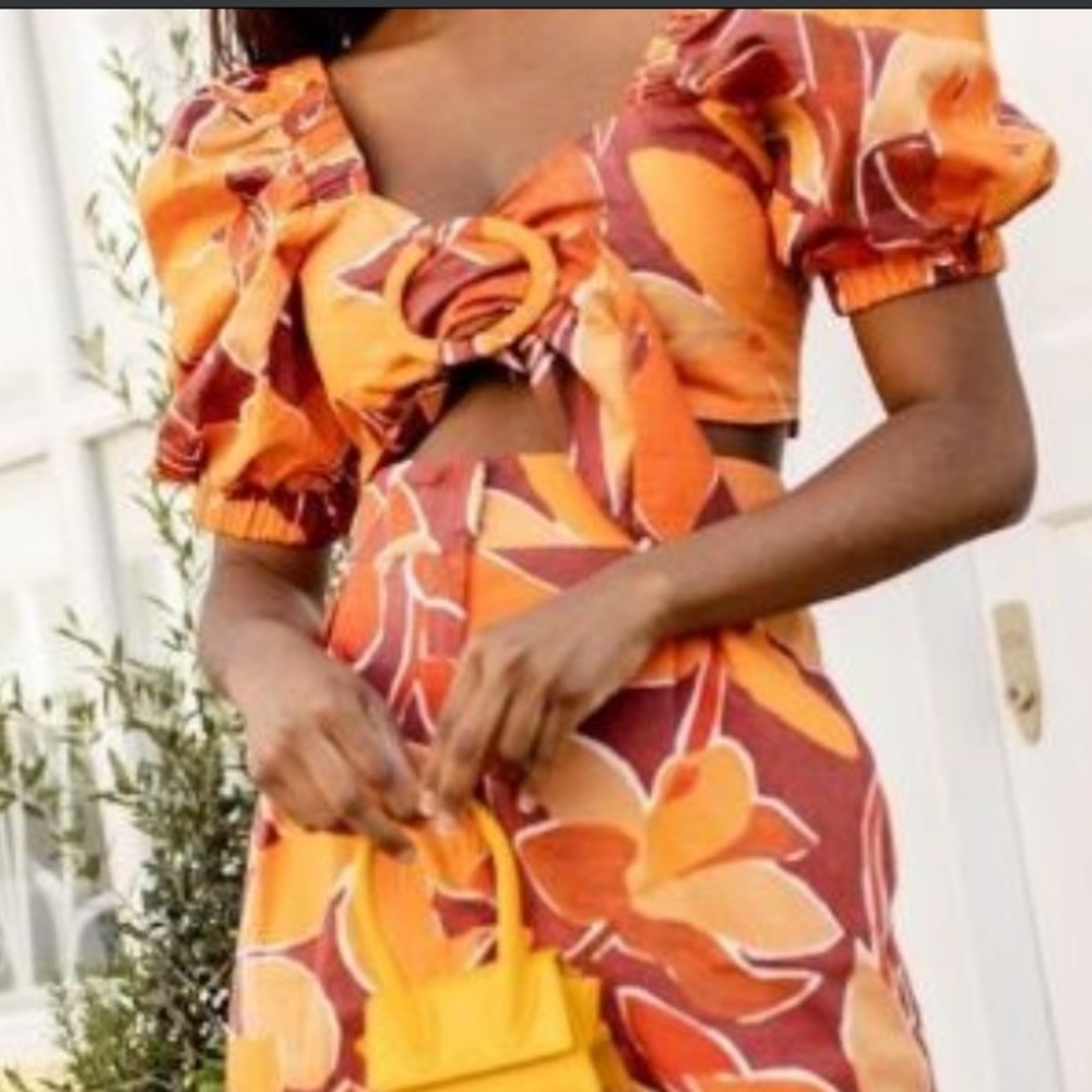 Zara Multicolored Crop Top and Short Set Size M